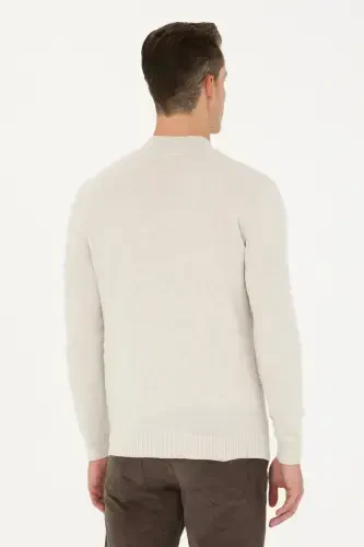 Erkek Gri Melanj Basic Triko Hırka 50268938-VR086-Taş - 5