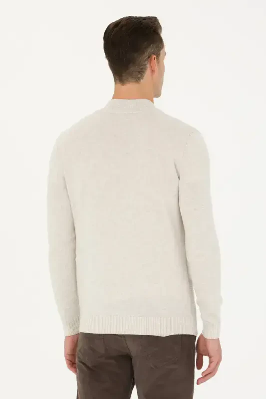 Erkek Gri Melanj Basic Triko Hırka 50268938-VR086-Taş - 5