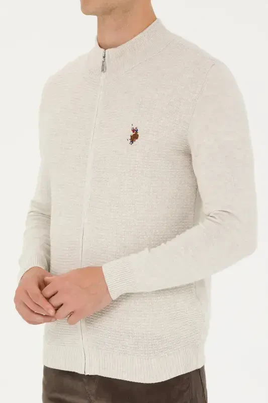 Erkek Gri Melanj Basic Triko Hırka 50268938-VR086-Taş - 6