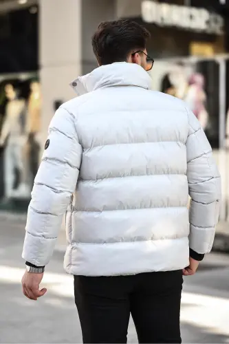 Erkek Taş Regular Fit Dik Yaka Su Ve Rüzgar Geçirmez Şişme Mont - TAŞ - 4