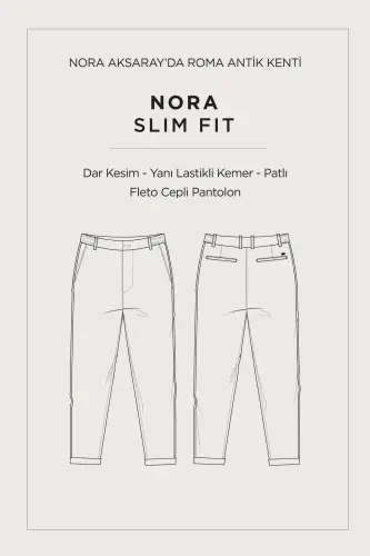 Erkek Taş Beli Lastikli Bi-Stretch Teknik Kumaş Slim Fit Pantolon A51Y3077-Taş - 8