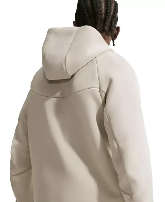 Erkek Tech Fleece Fermuarlı Kapüşonlu Üst - Açık Kahverengi/Siyah - 4