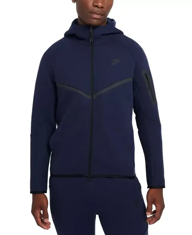 Men's Tech Fleece Full-Zip Windrunner Logo Hoodie - Dark Navy - NIKE