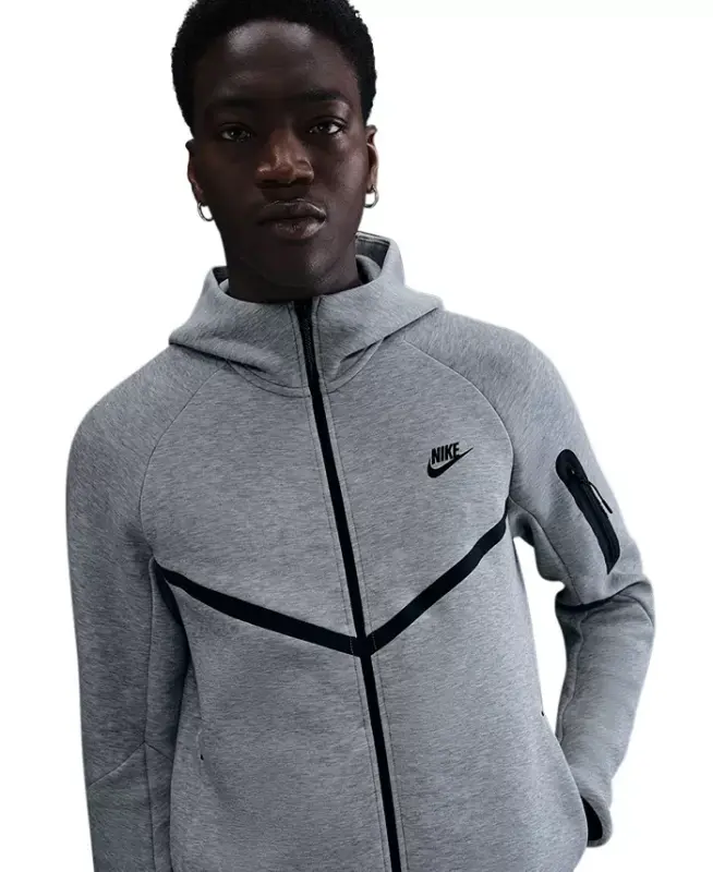 Men's Tech Fleece Full-Zip Windrunner Logo Hoodie-Dk Grey Heather/black - 2