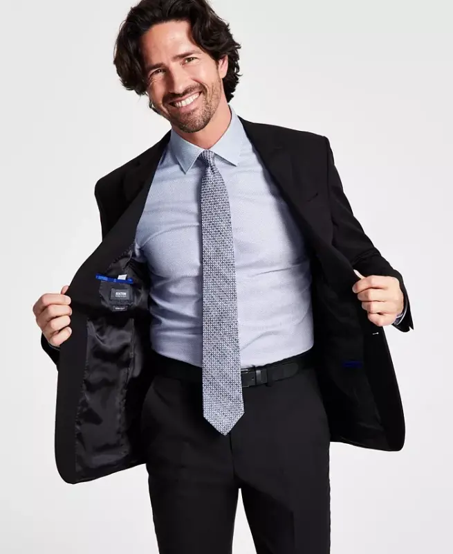 Men's Techni-Cole Suit Separates Slim-Fit Suit Jacket - Black - 4