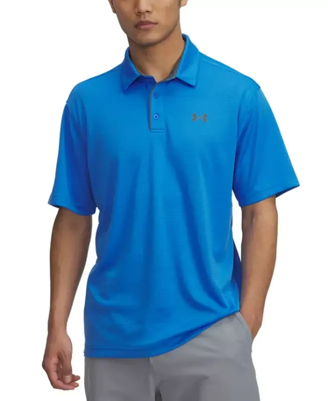 Men's Tech Polo T-Shirt-402 Blue Atlantis / Pitch Gray - UNDER ARMOUR