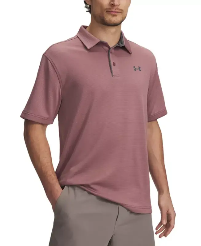 Men's Tech Polo T-Shirt-651 Maroon Mist / Pitch Gray - UNDER ARMOUR