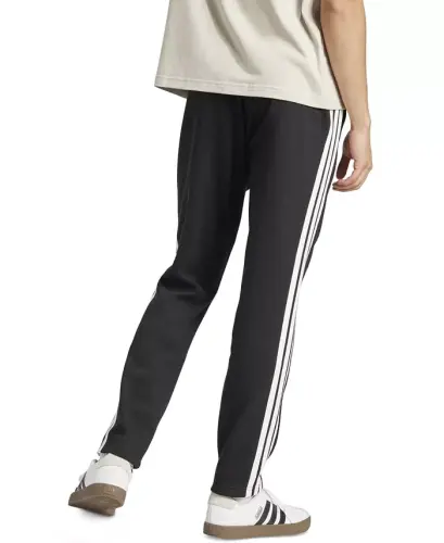 Men's Essentials 3-Stripes Regular Open Hem Fleece Pants - Black/White - 3