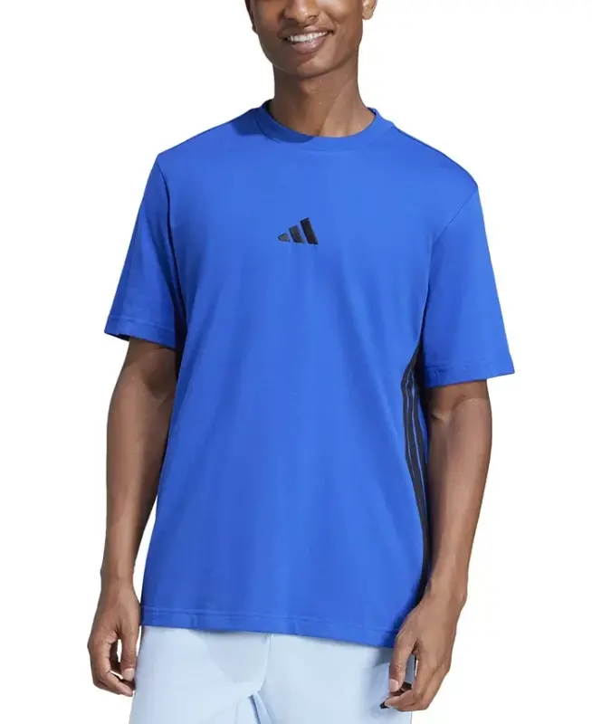 Men's Essential Three-Stripes Single Jersey T-Shirt - Royal Blue/Black - ADIDAS