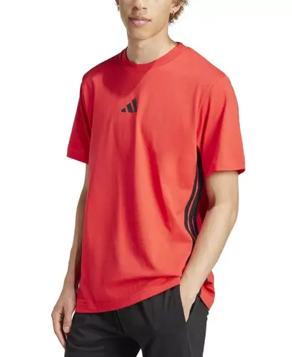 Men's Essential Three-Stripes Single Jersey T-Shirt - Ruby Red 