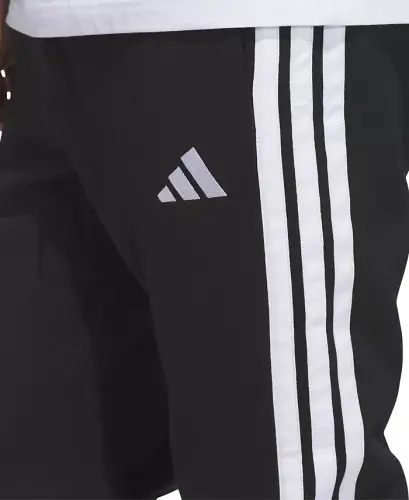 Men's Essentials Regular-Fit 3-Stripes Fleece Joggers - Black/White - 3