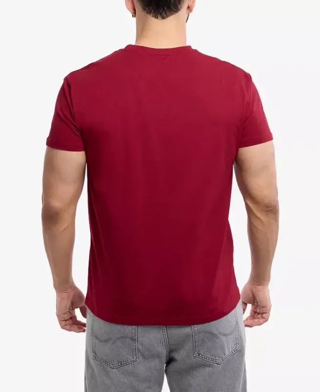 Erkek Temel V Yaka Kısa Kollu T-Shirt - Bordo - 2
