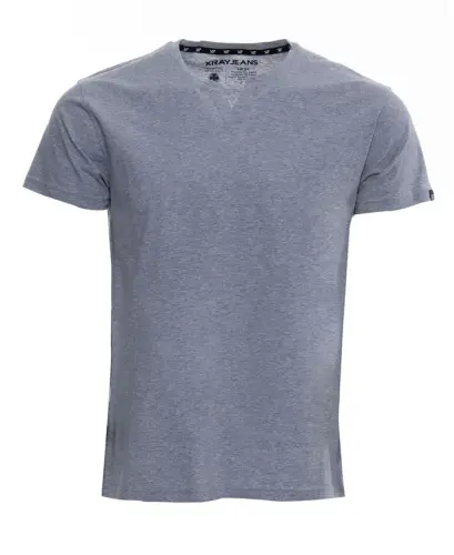 Erkek Temel V Yaka Kısa Kollu T-Shirt - Bulut Grisi 