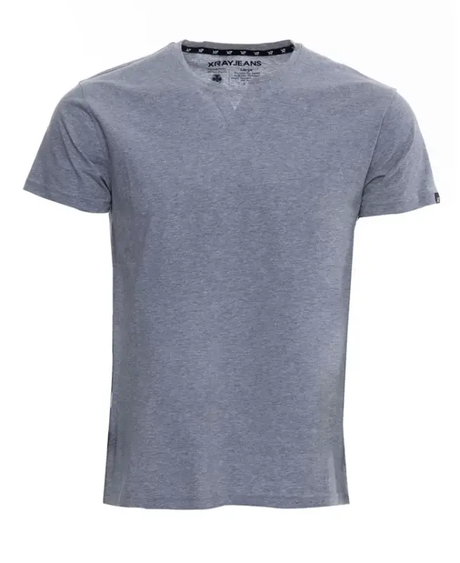 Erkek Temel V Yaka Kısa Kollu T-Shirt - Bulut Grisi - 1