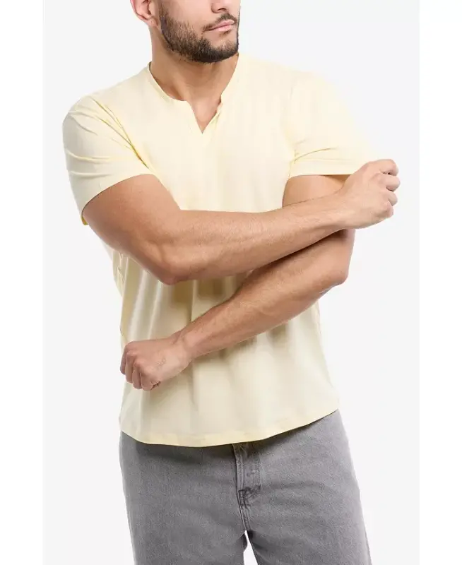 Erkek Temel V Yaka Kısa Kollu T-Shirt - Tereyağı Kreması - 3