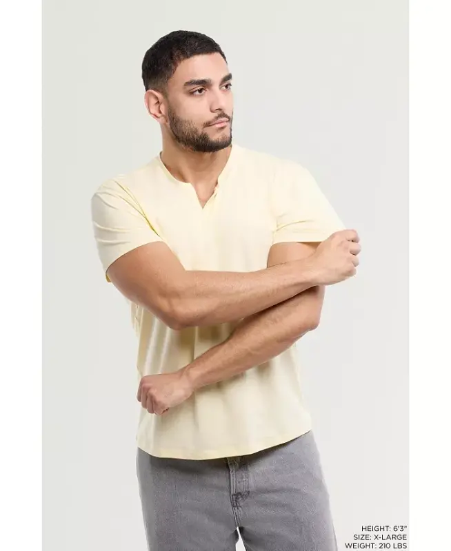 Erkek Temel V Yaka Kısa Kollu T-Shirt - Tereyağı Kreması - 5