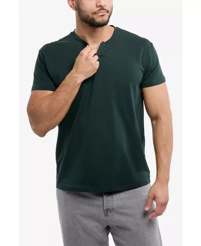 Erkek Temel V Yaka Kısa Kollu Tişört - Avcı Yeşili - 3