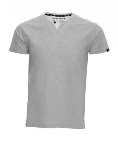 Men's Basic Notch Neck Short Sleeve T-shirt-Oatmeal 