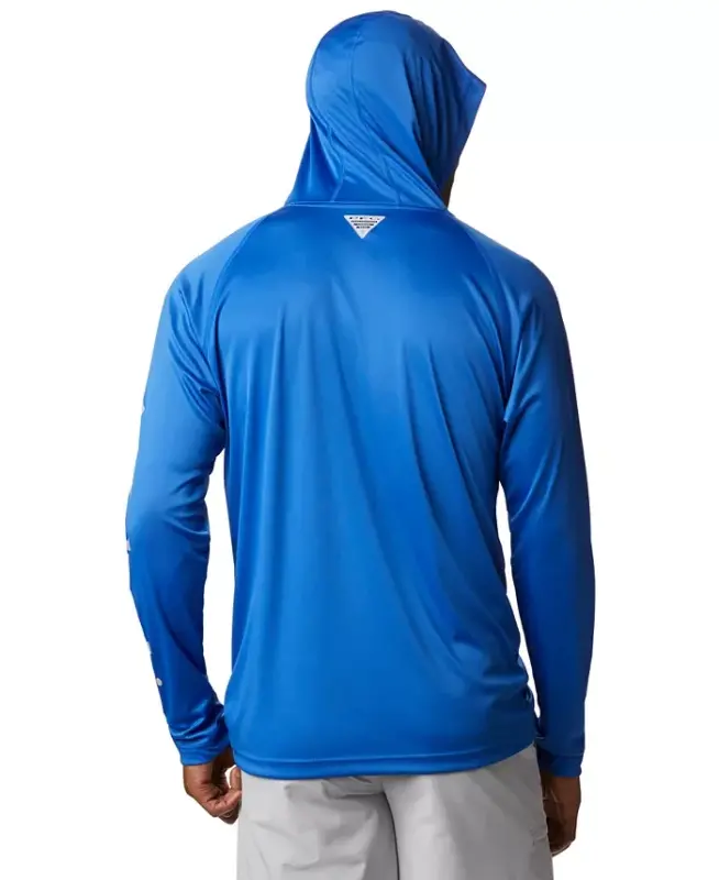 Men's Terminal Tackle UPF 50 Hoodie - Vivid Blue, Cool Grey Logo - 4