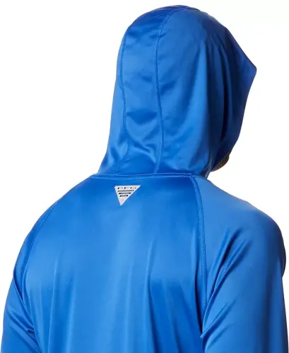 Men's Terminal Tackle UPF 50 Hoodie - Vivid Blue, Cool Grey Logo - 5