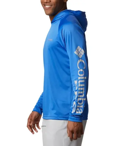 Men's Terminal Tackle UPF 50 Hoodie-Vivid Blue, Cool Grey Logo - COLUMBIA (1)