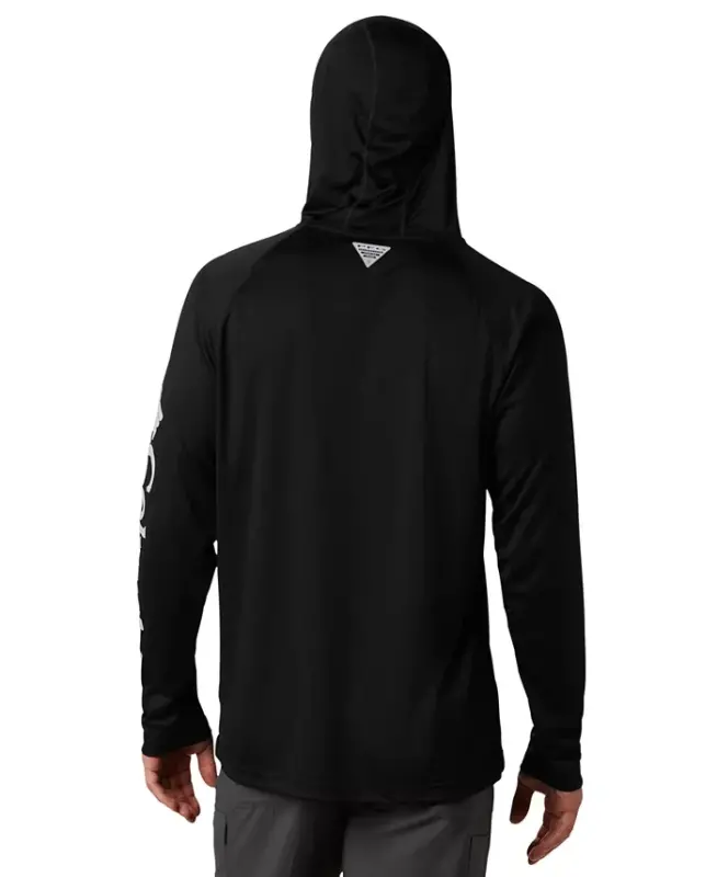 Men's Terminal Tackle UPF 50 Hoodie - Black, Cool Grey Logo - 2