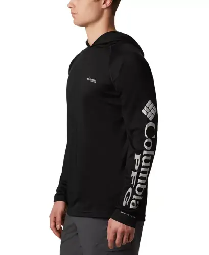Men's Terminal Tackle UPF 50 Hoodie - Black, Cool Grey Logo - 5