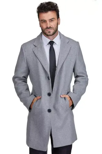 Men's Tailored Wool Blend Notch Collar Wool Blend Walker Car Coat - BRAVEMAN (1)