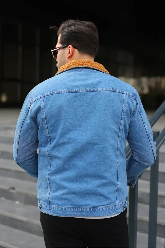 Erkek Trend Kışlık Içi Kürklü Kot Ceket-B.Kahve - 5