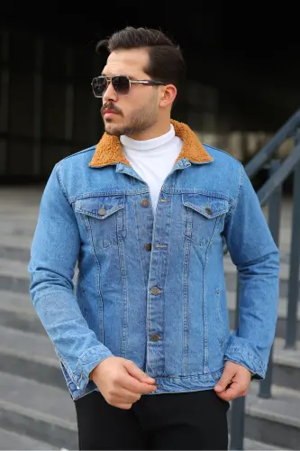 Erkek Trend Kışlık Içi Kürklü Kot Ceket - B.Kahve - COMSTAR (1)