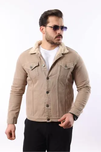 Erkek Trend Kışlık Içi Kürklü Toprak Kot Ceket - TOPRAK - 3