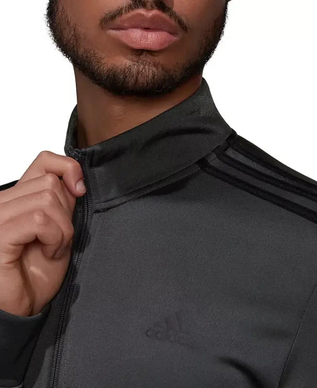 Men's Tricot Track Jacket - Dark Grey Heather/Black - 3