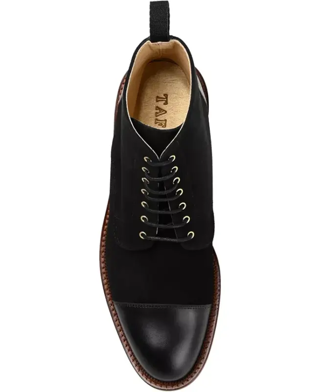 Men's Troy Handcrafted Leather and Suede Dress Boots - Black - 4