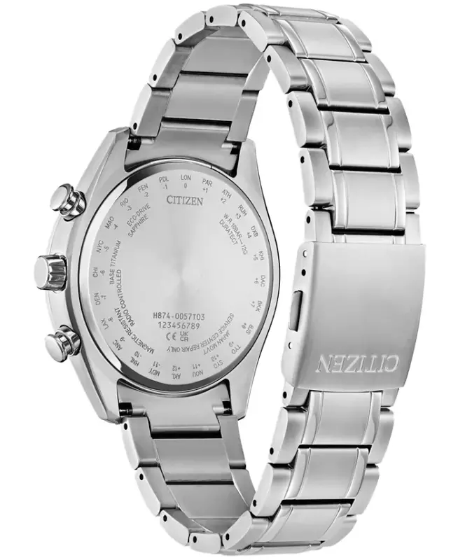 Men's Tsuki-yomi A-T Chronograph Sport Luxury Eco-Drive Silver-Tone Titanium Bracelet Watch 43mm - Silver-tone - 3