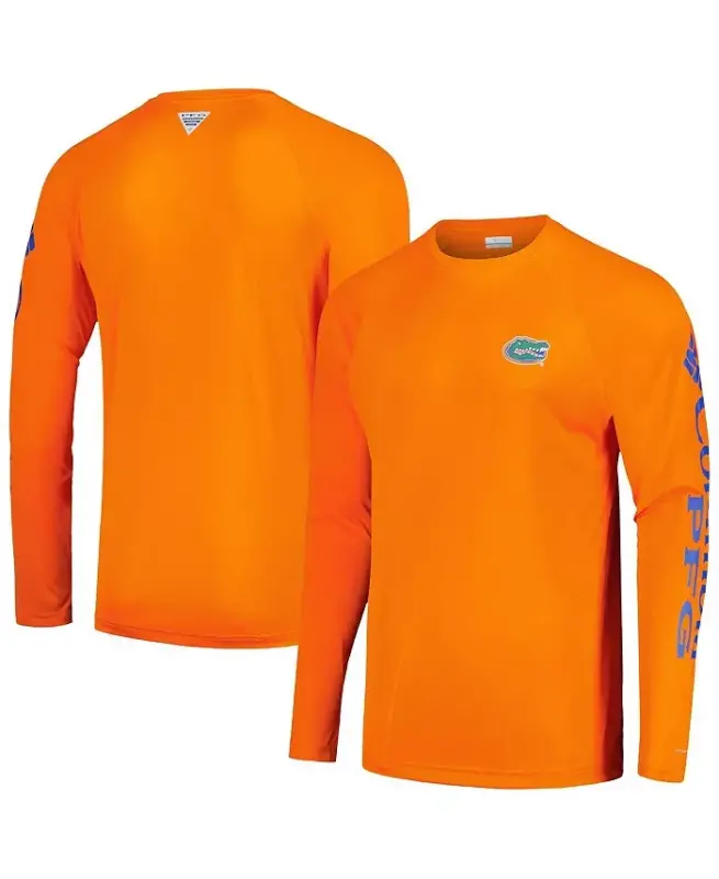 Men's Orange Florida Gators Terminal Tackle Omni-Shade Raglan Long Sleeve T-shirt - COLUMBIA