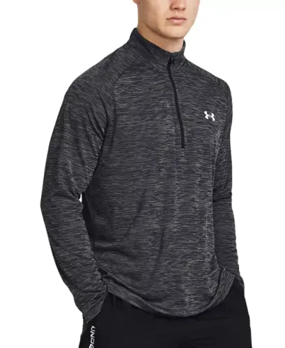Men's UA Tech™ Space-Dyed 1/2-Zip Performance Sweatshirt-Black / Wht 