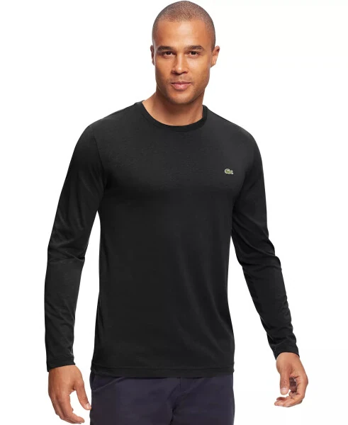 Men's Long Sleeve Crew Neck Jersey T-Shirt-031 - Black - Lacoste