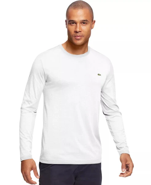 Men's Long Sleeve Crew Neck Jersey T-Shirt-001 - White - Lacoste