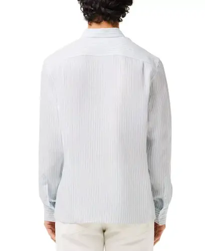 Men's Long Sleeve Striped Button-Down Linen Shirt - E7B - Panorama/Blanc - LACOSTE (1)