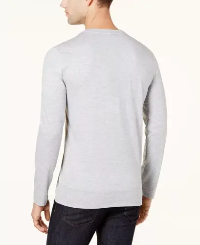 Men's V-Neck Casual Long Sleeve Jersey T-Shirt - CCA - Silver - 3