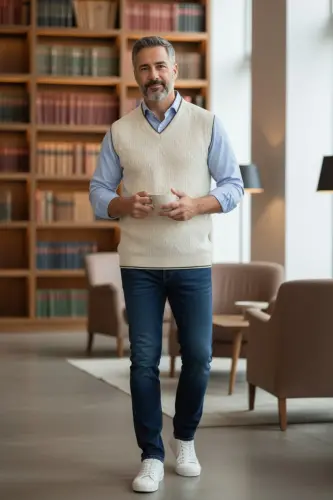 Erkek Krem Tüylenme Yapmayan Anti-pilling Standart Fit Saç Örgü Desenli Triko Süveter-Taş 