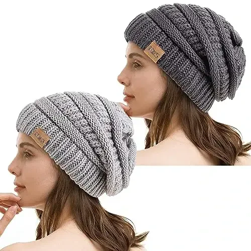 REDESS Slouchy Beanie Hat for Men and Women Winter Warm Chunky Soft Oversized Cable Knit Cap - 1