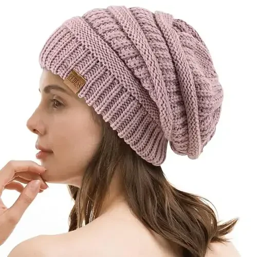 REDESS Slouchy Beanie Hat for Men and Women Winter Warm Chunky Soft Oversized Cable Knit Cap - 2