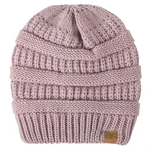 REDESS Slouchy Beanie Hat for Men and Women Winter Warm Chunky Soft Oversized Cable Knit Cap - 4