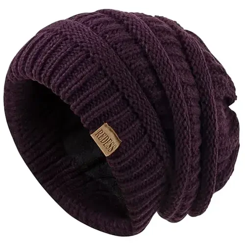 REDESS Slouchy Beanie Hat for Men and Women Winter Warm Chunky Soft Oversized Cable Knit Cap - 3