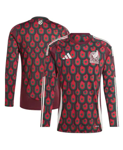 Men's and Women's Mexico National Team 2024 Replica Long Sleeve Jersey - Burgundy - 1