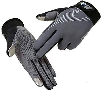 FakeFace Unisex Adult Cycling Gloves, Summer UV Protection, Touchscreen, Anti-Slip, Breathable, Light Grey - 3