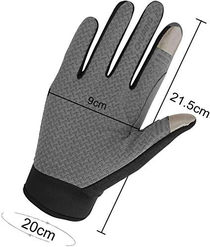 FakeFace Unisex Adult Cycling Gloves, Summer UV Protection, Touchscreen, Anti-Slip, Breathable, Light Grey - 5