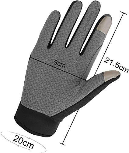 FakeFace Unisex Adult Cycling Gloves, Summer UV Protection, Touchscreen, Anti-Slip, Breathable, Light Grey - 5
