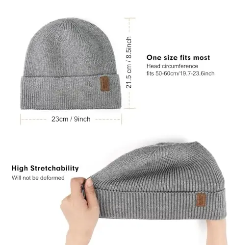 Wmcaps Winter Beanie for Men Women, Fleece Lined Beanie Soft Warm Knit Hat Ski Stocking Cuffed Cap 